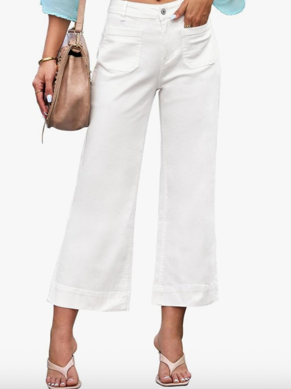 Women's High-Rise Cropped Wide-Leg Pants - White